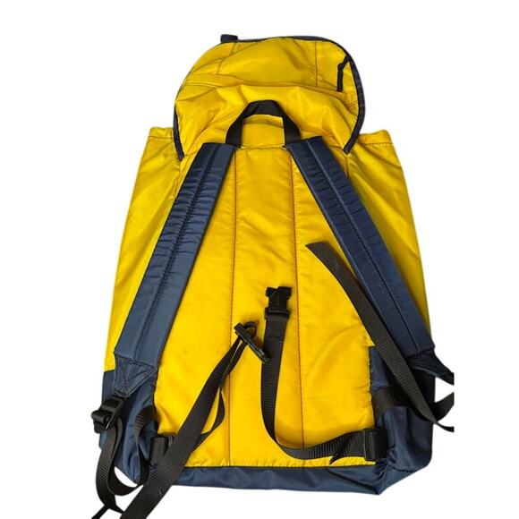 Vintage LL Bean Continental Backpack Rucksack Yellow Blue 90s Hiking - Picture 14 of 16